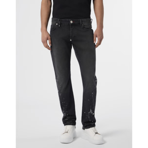 PHILIPP PLEIN Super Straight Cut Jeans Paint