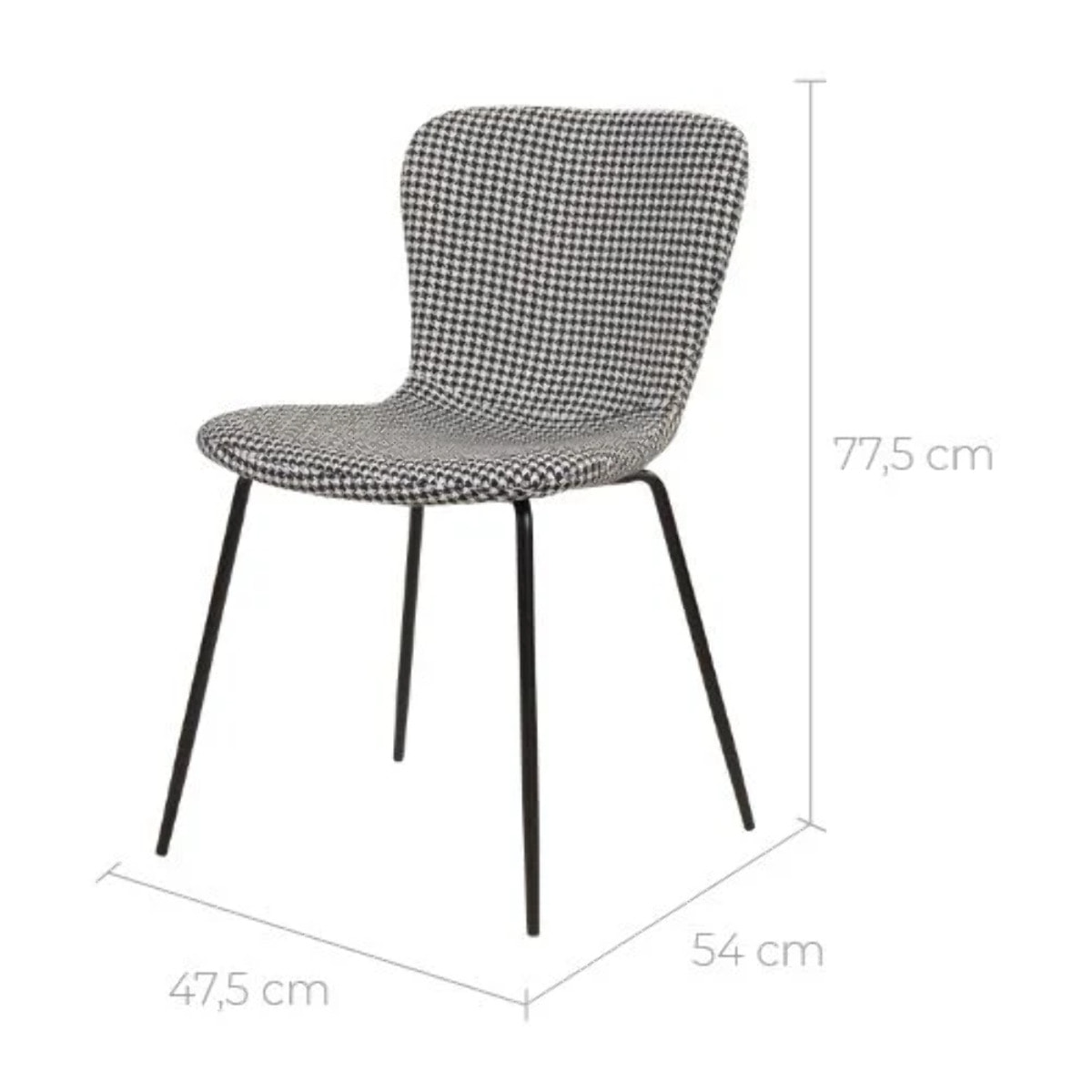 Lot de 2 chaises à motifs pied-de-poule et pieds en métal - Koko
