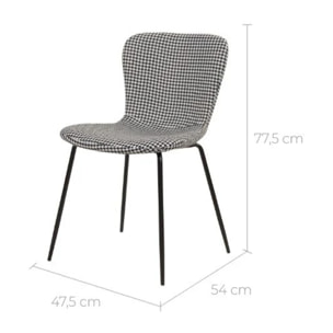 Lot de 2 chaises à motifs pied-de-poule et pieds en métal - Koko