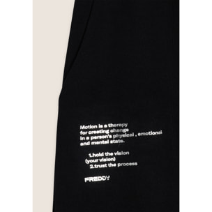 Jogger neri regular fit in french terry con gamba ampia