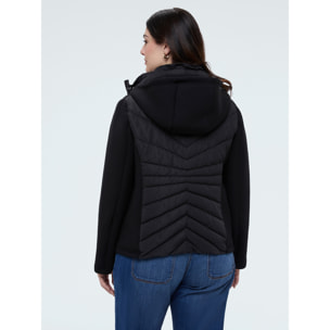 Fiorella Rubino - Piumino bimaterico trapuntato chevron - Nero