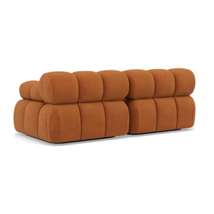 Ruby - canapé droit modulable 2 places en velours texturé - Terracotta