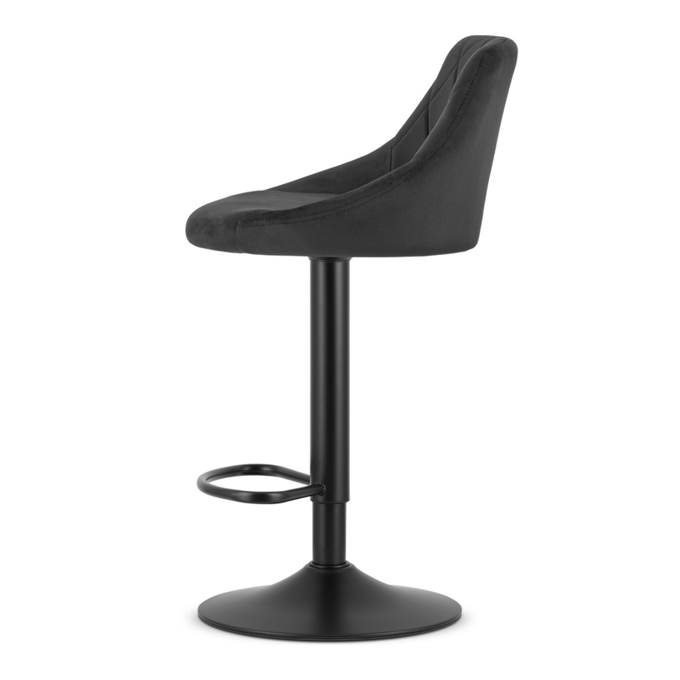 Set di 2 Sgabelli Bar Kast Girevoli in Velluto Nero