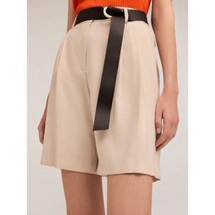 Motivi - Pantalones cortos con pliegues de viscosa - Beige