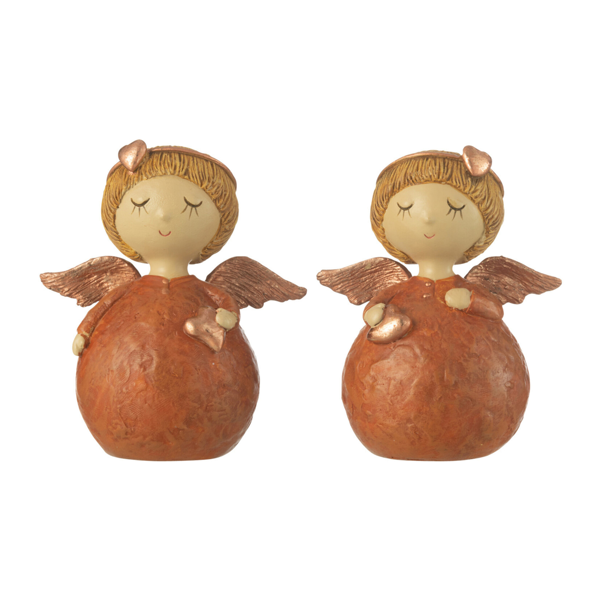 J-Line figurine Ange Coeur - polyrésine - cuivre - small - 2 pcs