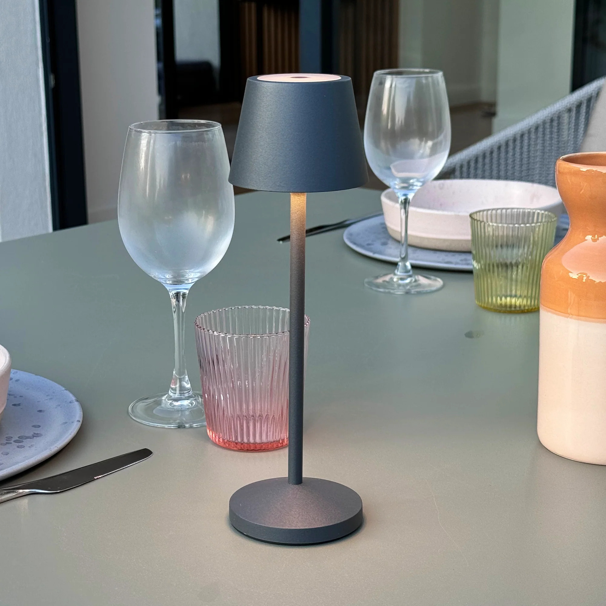 Lampe de table sans fil EMILY Gris H25cm