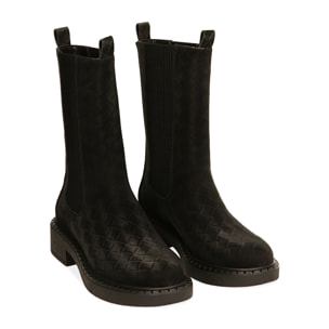 Botas Chelsea negras de microfibra nobuck, tacón 4 cm