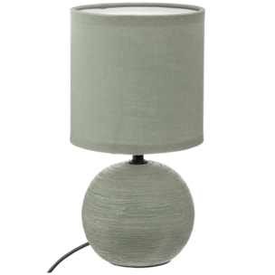 Lampe boule "Timéo" - grès - vert kaki H25 cm