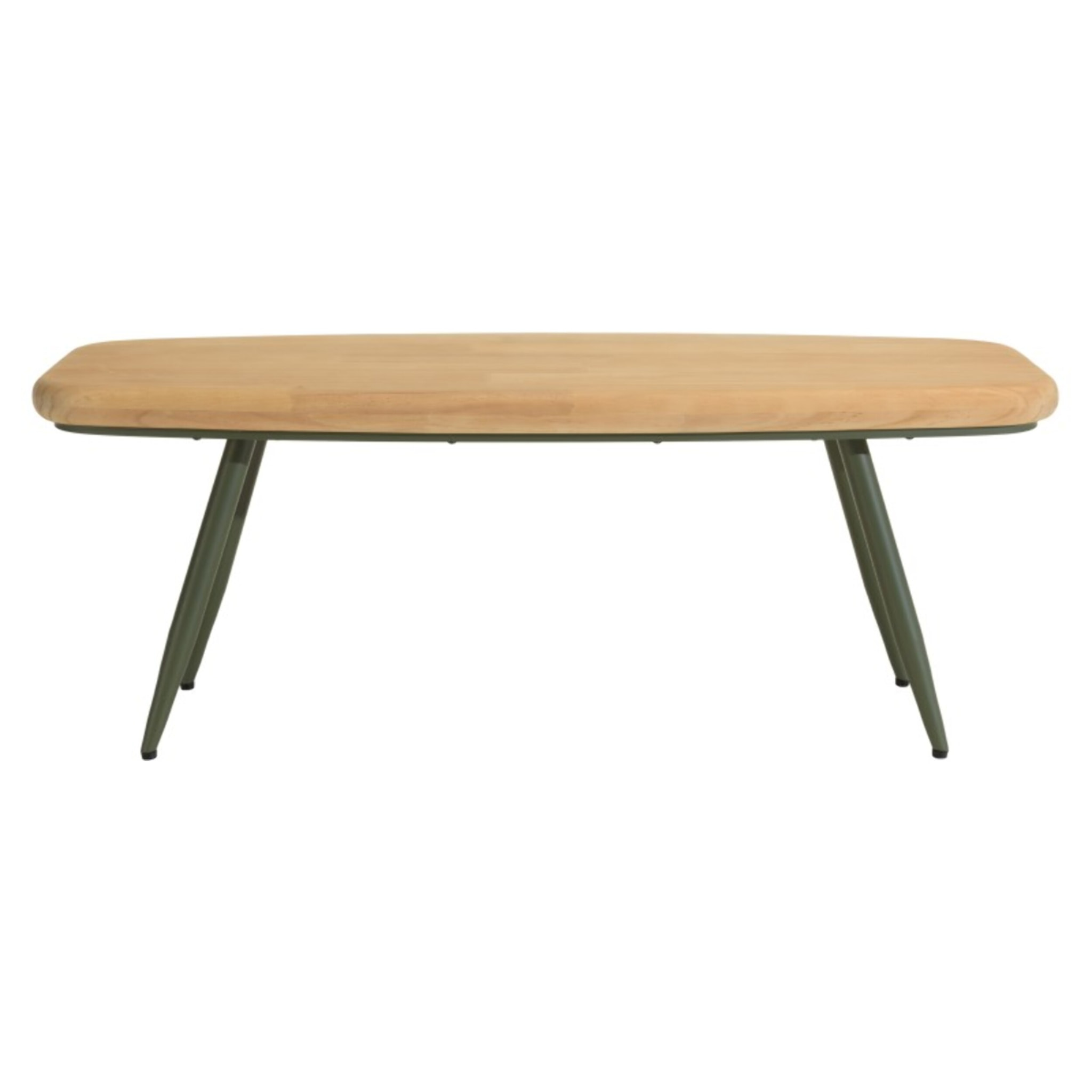 HELENA - Table basse PM plateau en pin pieds scandinaves métal vert