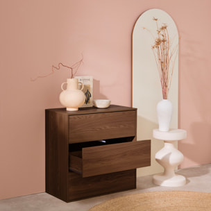 Commode. module de rangement décor bois noyer 3 tiroirs - Kompo