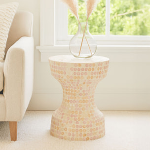Table d'appoint en coquille de capiz rose ELORA