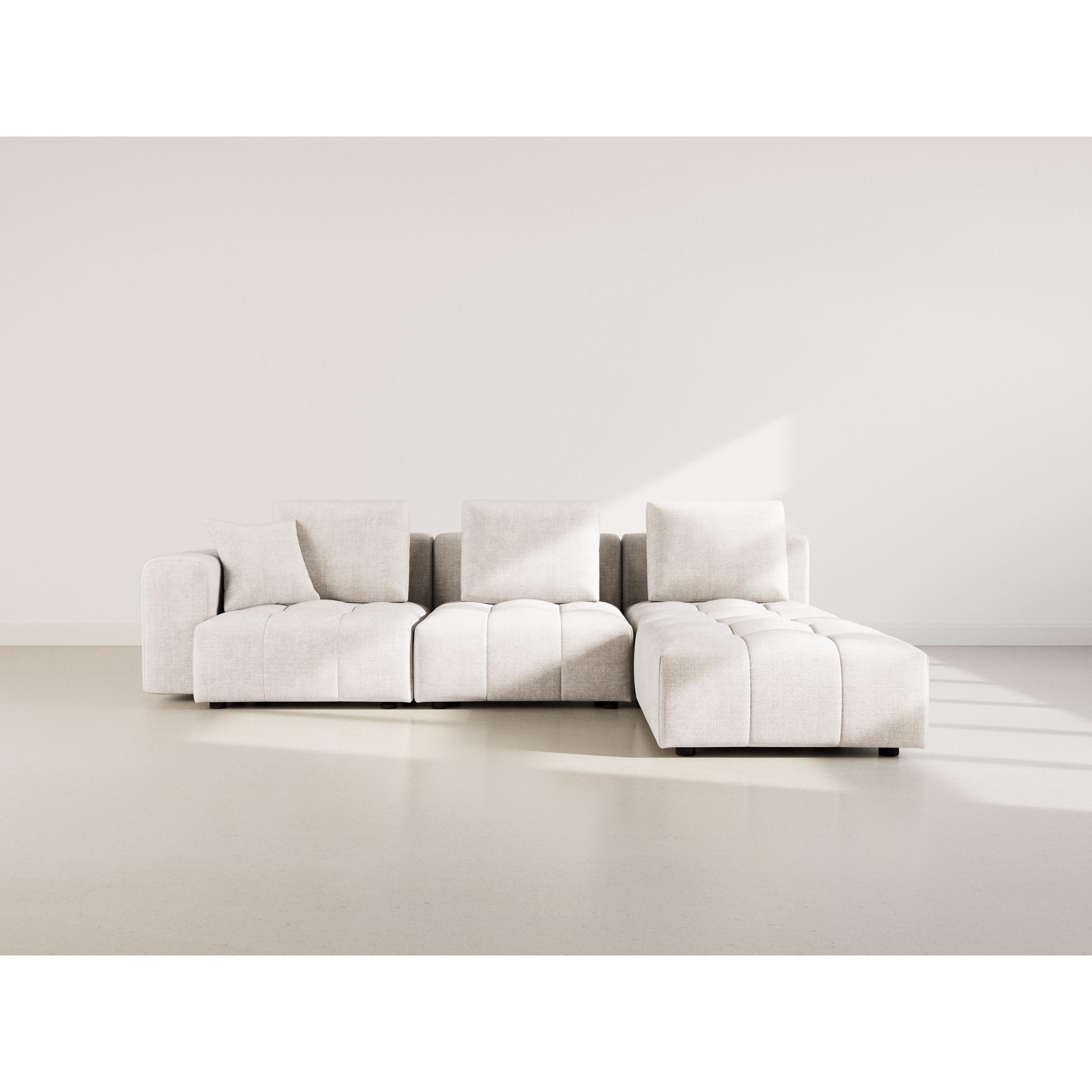 Colette - Canapé modulable d'angle réversible 4 places en velours texturé - Beige