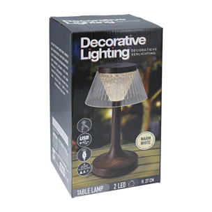 Well Home Lámpara de Mesa LED con efecto madera Recargable Ø15x27,5cm