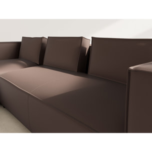 Stella - canapé d'angle gauche 4 places en simili - Marron