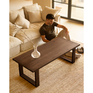 Mesa de centro de madera maciza en tono nogal de varias medidas