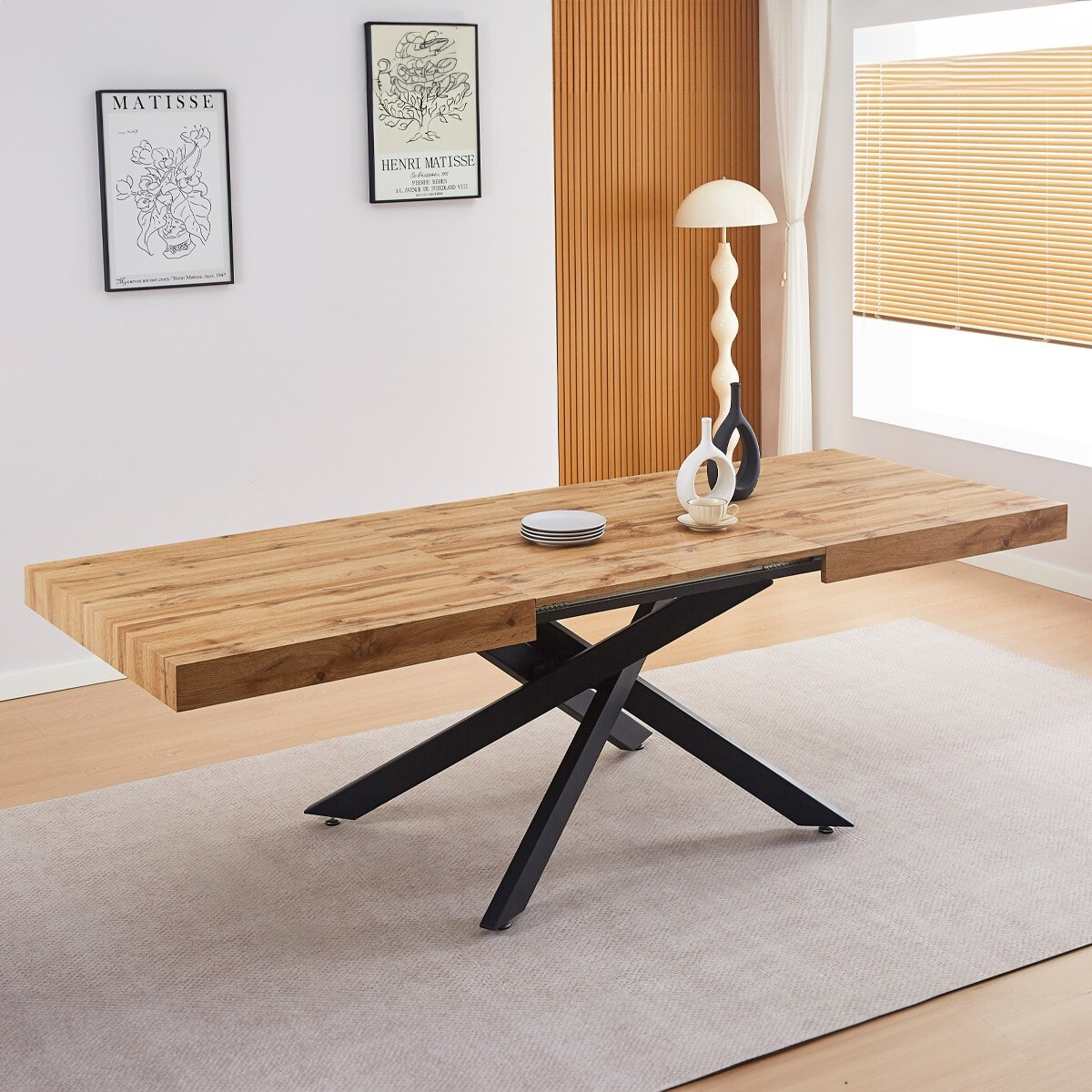 Table à manger extensible décor bois 4/8 personnes - ELENA