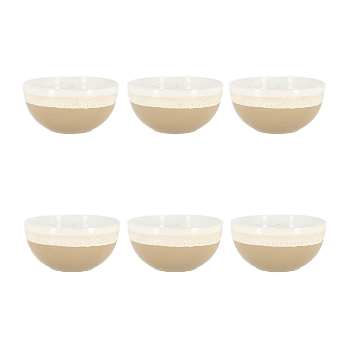 Lot de 6 bols beiges en grès 57cl RIGA