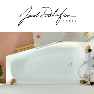 Pack baignoire bain douche 170 x 90 Bastille vidage à gauche blanc brillant + tablier en niche