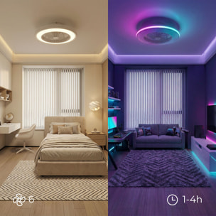 Ventilatore da soffitto con luce LED RGB, pale nascoste e telecomando Nexory InnovaGoods