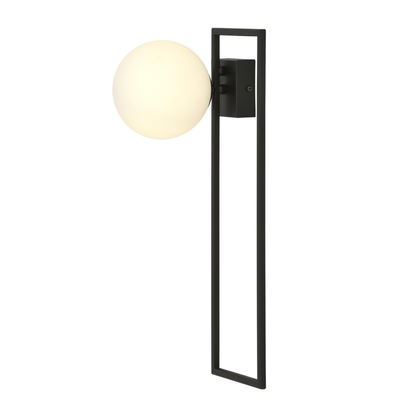 Lampada a sospensione Imago in acciaio nero e vetro opalino