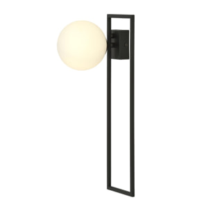 Lampada a sospensione Imago in acciaio nero e vetro opalino