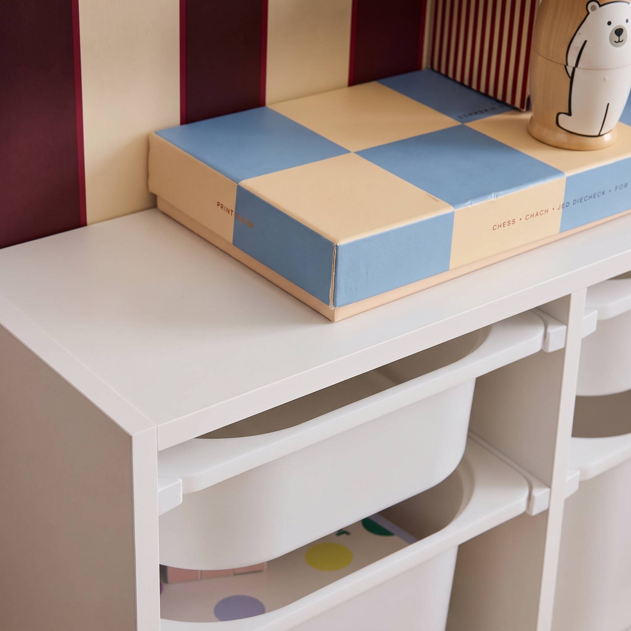 Meuble de rangement pour enfant décor bois 6 bacs de rangement SORA