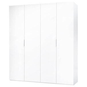 Armadio A 4 Ante Battenti Con 2 Barre Appendiabiti E Ripiano Interno Guardaroba Moderno Per Camera Da Letto Cabina Armadio 180 x 200 x 52 Cm Bianco