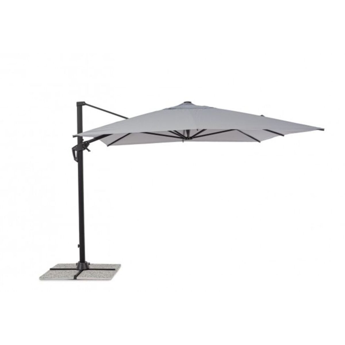 Ombrellone a sospensione VEGA con palo in alluminio e telo grigio 3x3