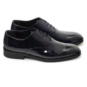 Francsesine stringate in vernice con fondo in cuoio antiscivolo Blu