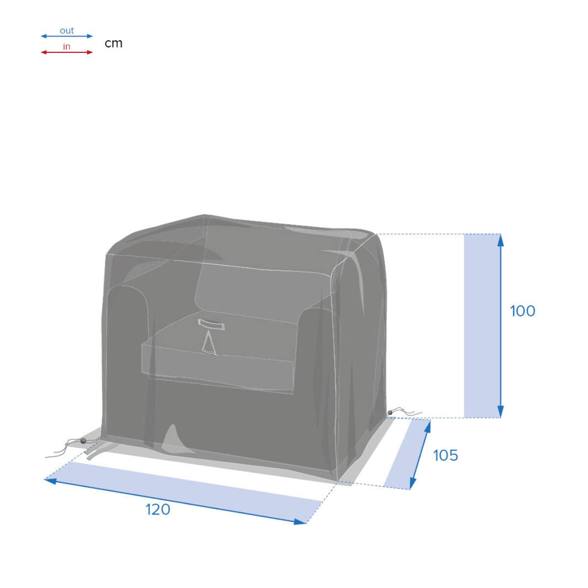 Housse de protection "Hambo" pour fauteuil M 120x105x100cm en polyester