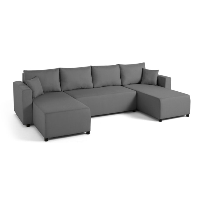Regala - canapé panoramique - 7 places - convertible avec coffre - en tissu - Gris