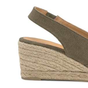 Alpargatas de cuña de mujer destalonadas Diana estilo peep-toe en algodón orgánico lavado