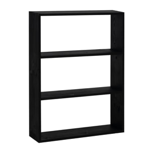 Estantería de madera maciza tono negro con 2 estantes Alto: 110 Largo: 80 Ancho: 20