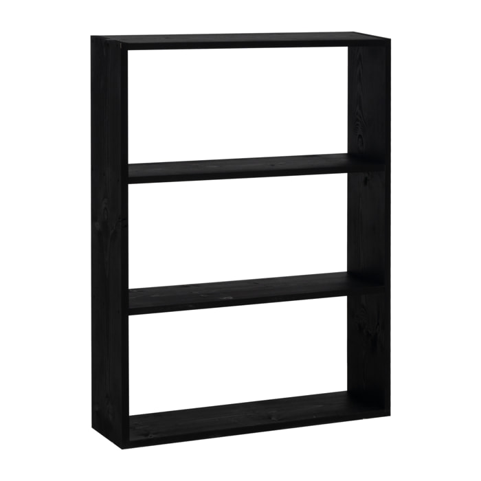 Estantería de madera maciza tono negro con 2 estantes Alto: 110 Largo: 80 Ancho: 20