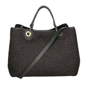 Borsa a mano da donna - Modello False - Paglia & Pelle - 30.0 x 37.5 x 16.0 cm