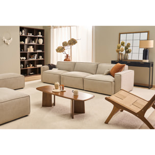 Canapé modulable 4 places en tissu effet velours texturé beige SPLIT