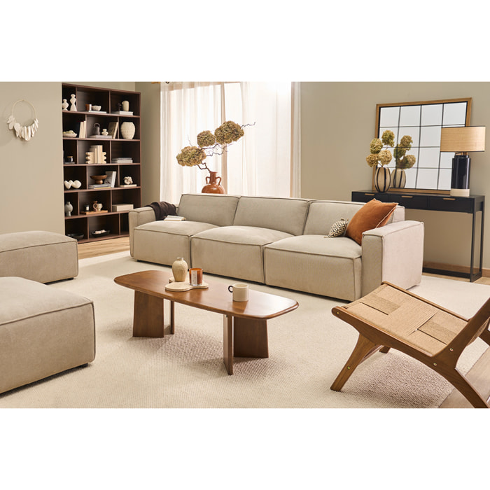 Canapé modulable 4 places en tissu effet velours texturé beige SPLIT