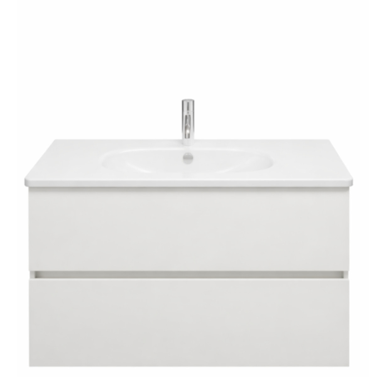 Meuble de salle de bain simple vasque 100 cm Joline blanc mat