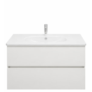 Meuble de salle de bain simple vasque 100 cm Joline blanc mat