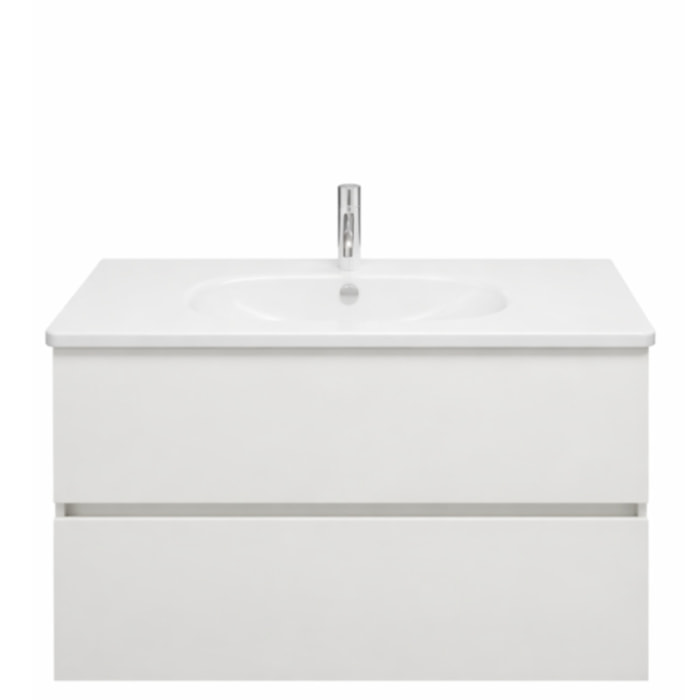 Meuble de salle de bain simple vasque 100 cm BURGBAD Joline blanc mat