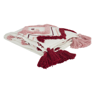 Plaid - HOME DECO FACTORY - Tufte - Ethnique - Rose - 130 x 150 cm
