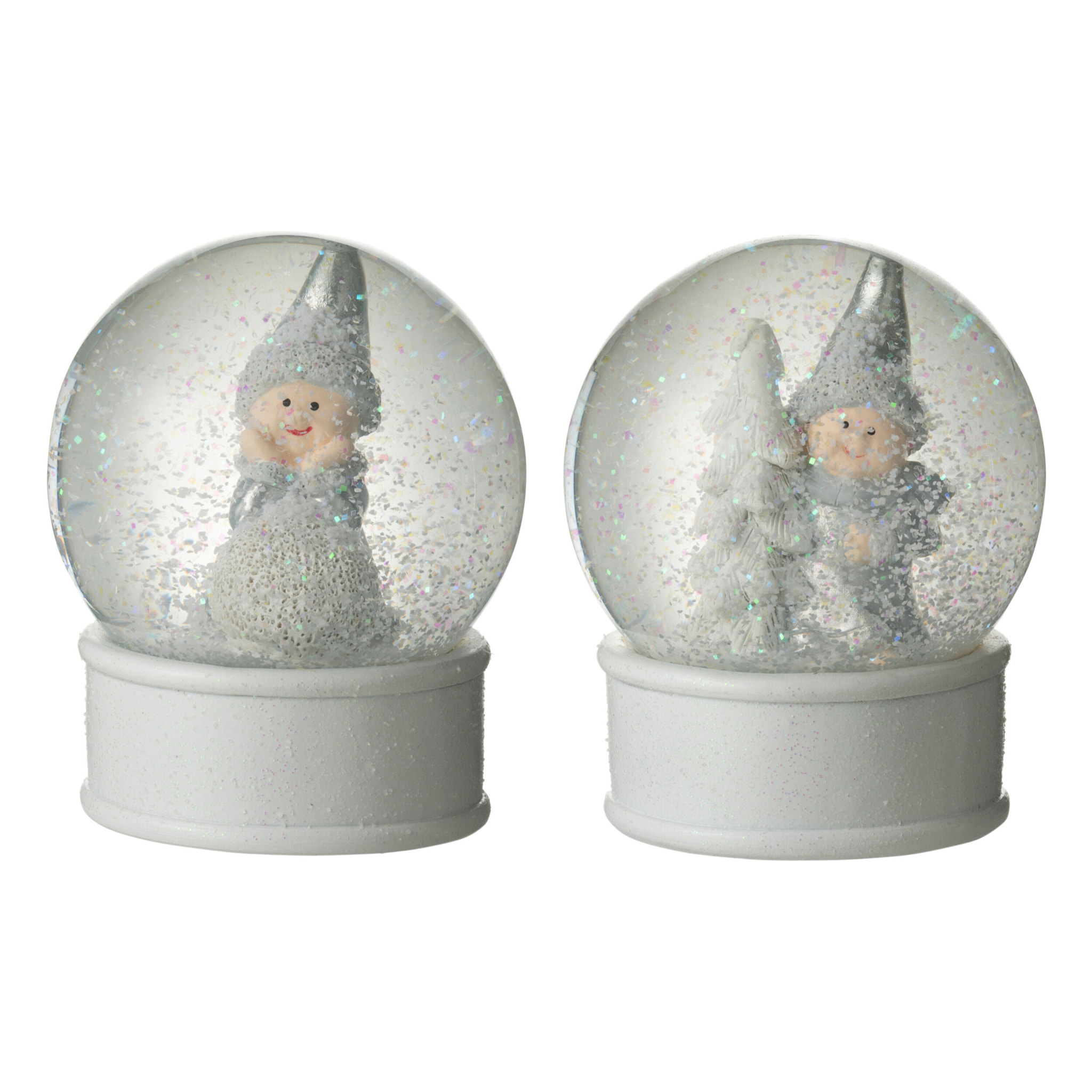 J-Line décoration Boule de Neige Ange - polyrésine - gris - 2 pcs