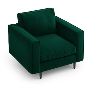 Fauteuil "Alexis" en velours vert bouteille