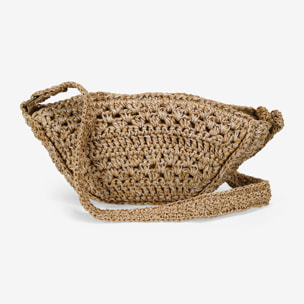 Bolso bandolera rafia marrón