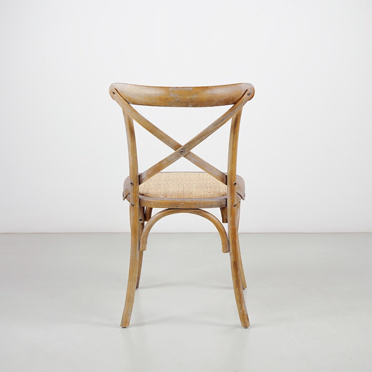Set 2 sedie in legno schienale incrociato e seduta in rattan naturale – Cross