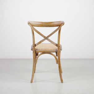 Set 2 sedie in legno schienale incrociato e seduta in rattan naturale – Cross