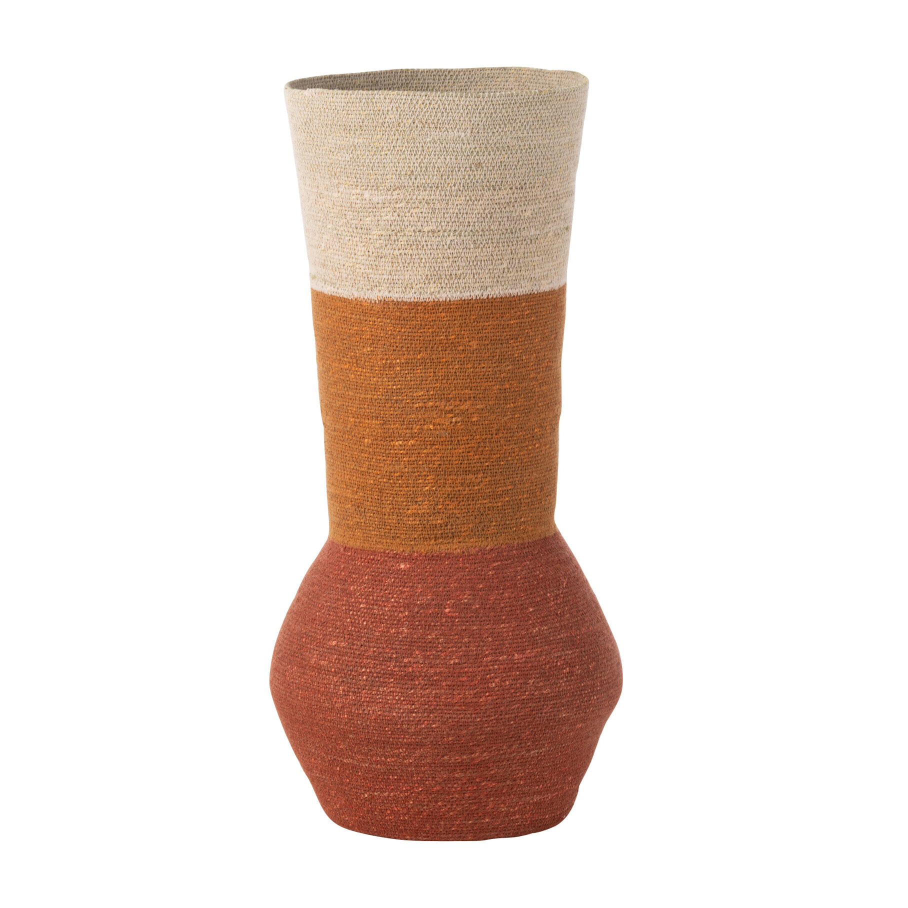 J-Line vase Rayures - jonc de mer - naturel/rouille - terracotta - 68 cm de hauteur