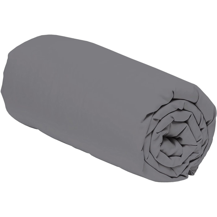 Drap housse - bonnet:30cm 100% percale coton 80fils uni gris