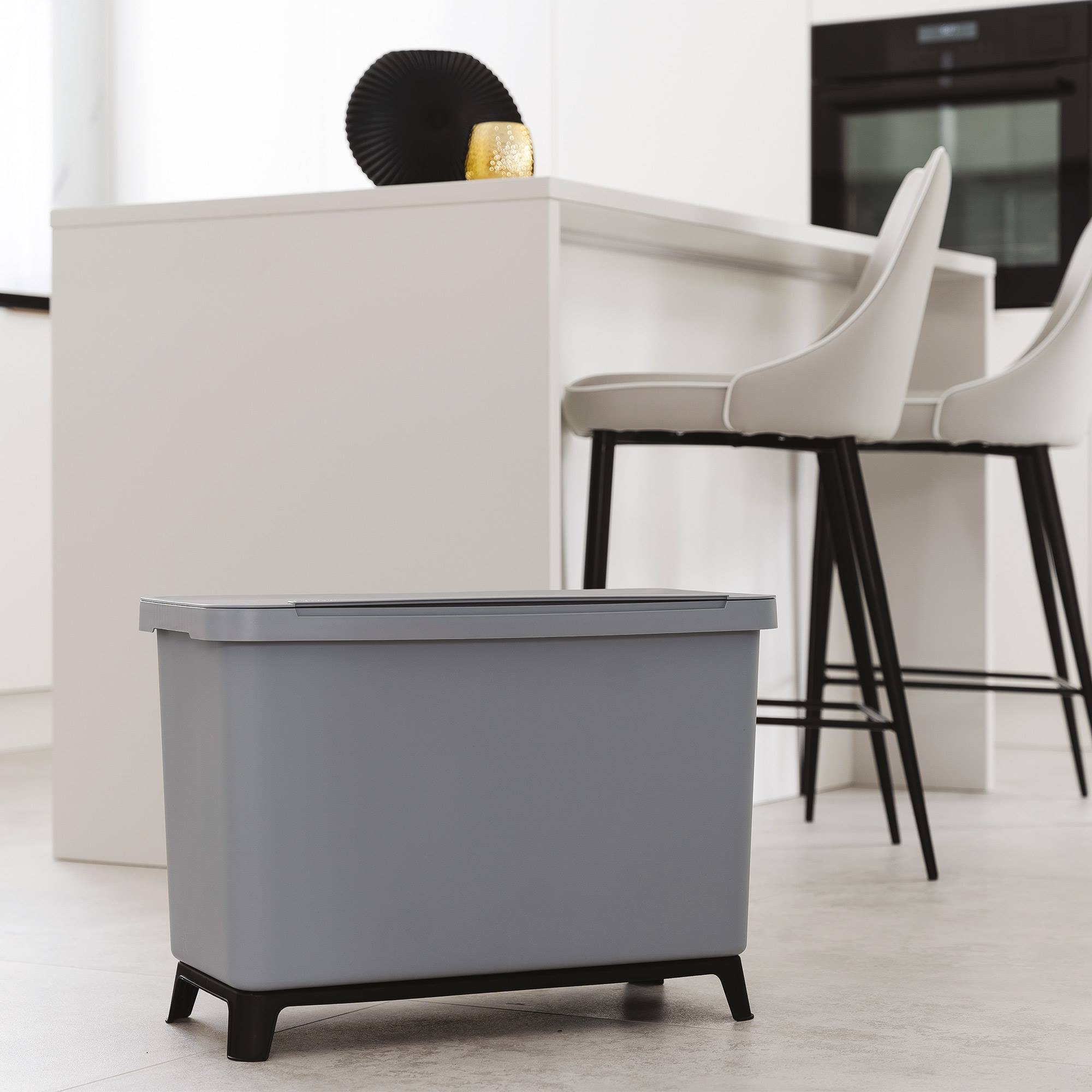 Sistema clasificador de reciclaje 1x10l + 1x23l color gris keden