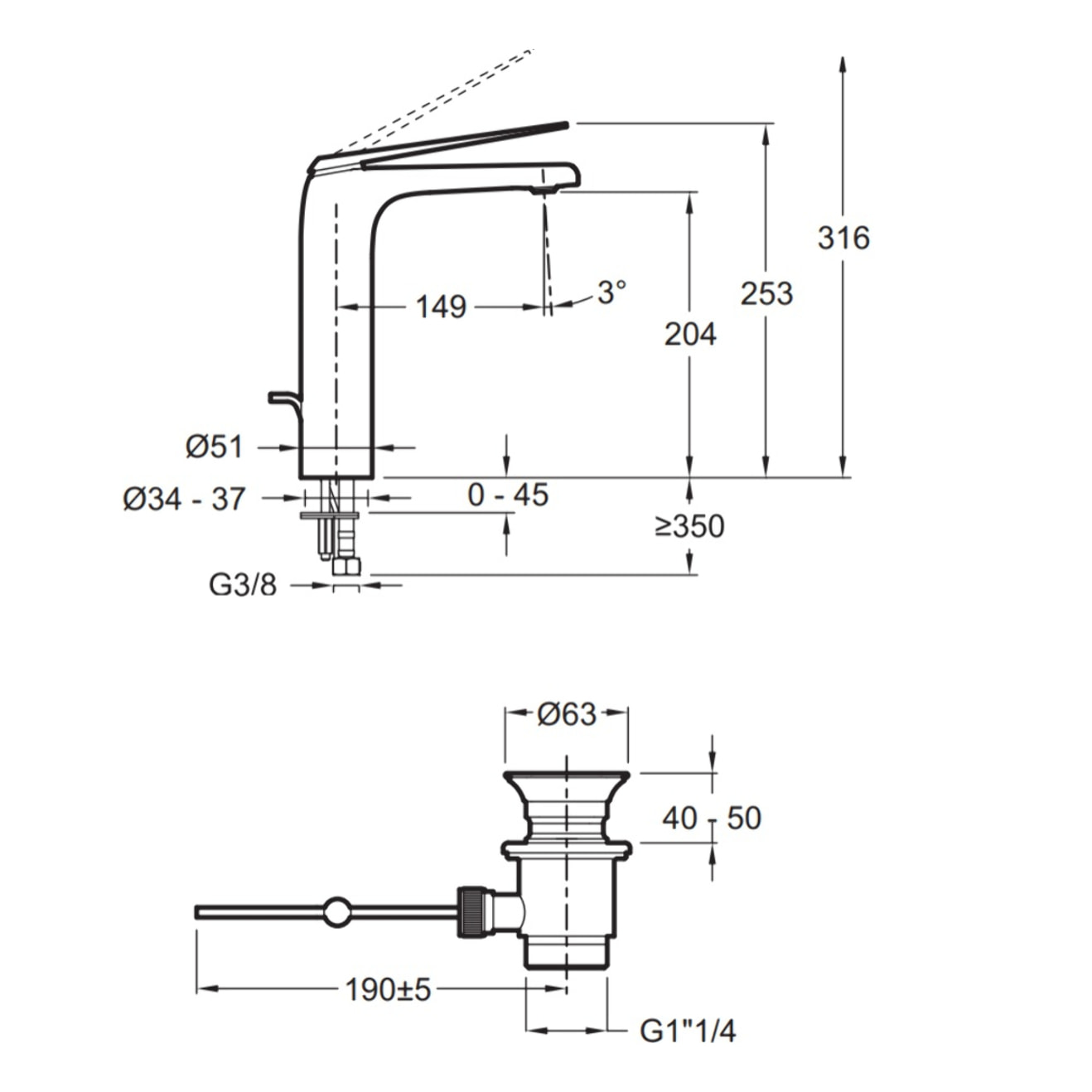 Mitigeur lavabo haut Avid